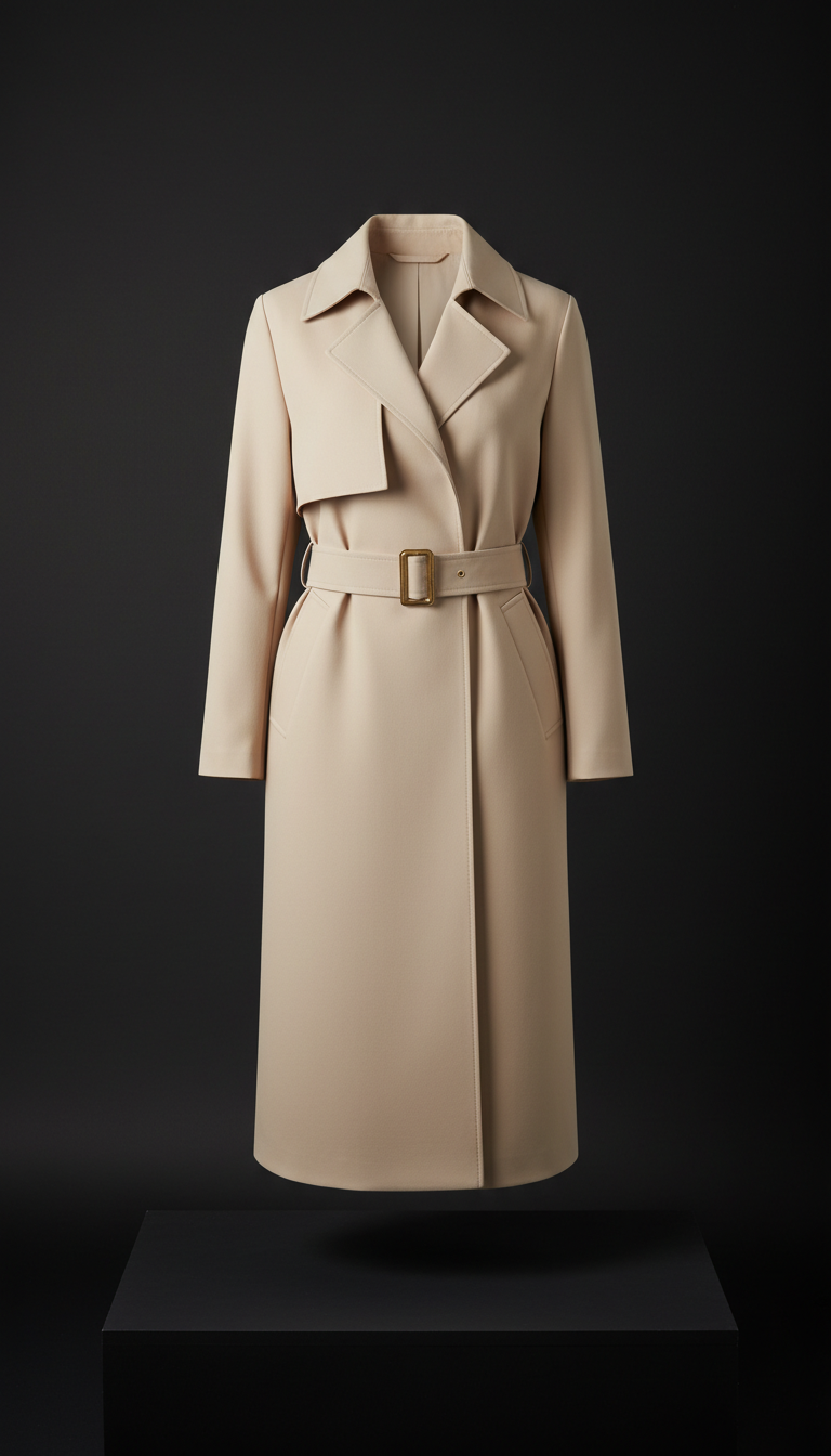 Soft Sand Trench Coat Brushed Gold Buckle