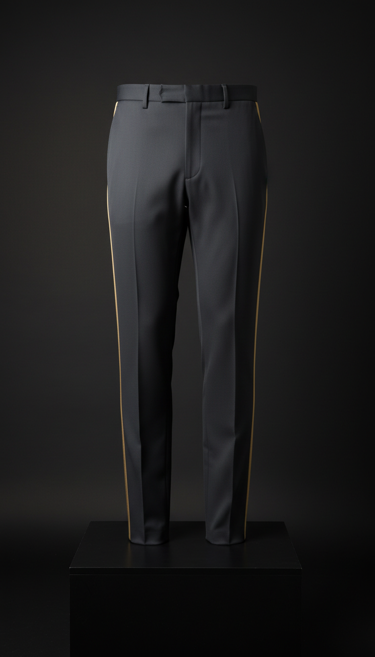 Graphite Fitted Pants Satin Gold Stripe